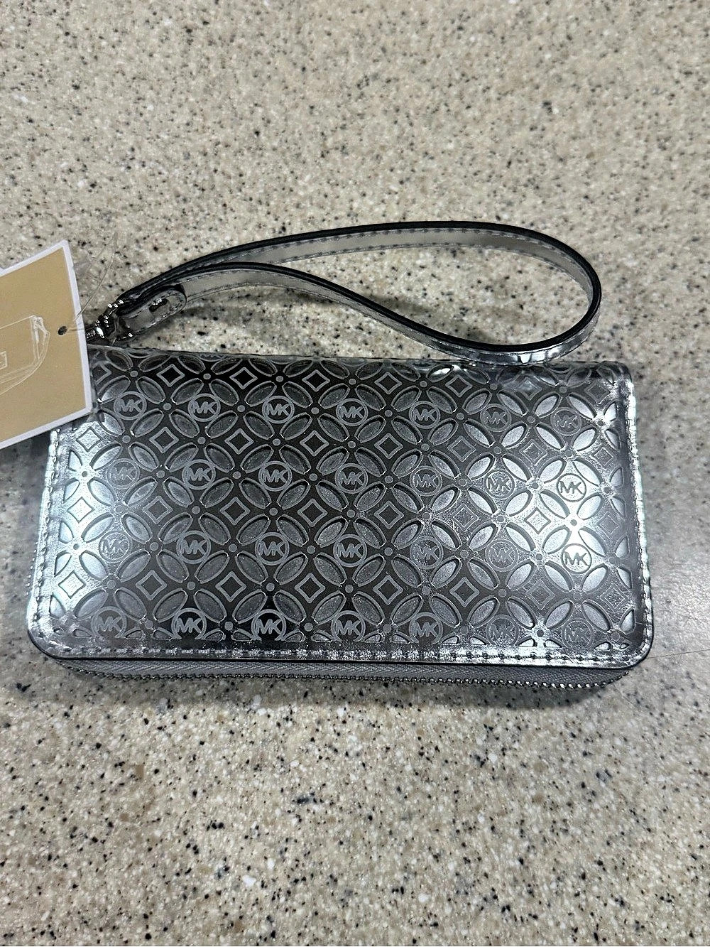 Michael Kors MK Flower Perforated Pattern Multi-Function Zip Wristlet/Phone Cas